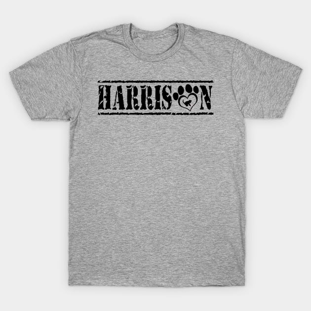 Harrison Name Black #1 T-Shirt by BradyRain